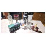 Assorted Barware, Glasses, Bottle, Thermos & Elect