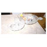 Vintage Pressed & Cut Glass Serving Dishes with No