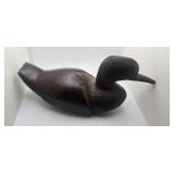 Dark Wood Hand-Carved Duck Decoy  Rustic Folk Art