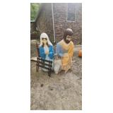 Large Lighted Nativity Blow Mold Set  Mary, Josep
