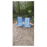 Pair of Vintage Blue & White Woven Lawn Chairs