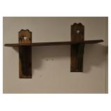 Rustic Wooden Wall Shelf with Heart Cutout Accents
