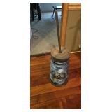 Hand-Painted Primitive Wooden Butter Churn with Wi