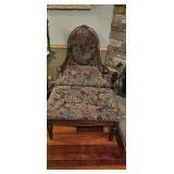 Traditional Floral Upholstered Armchair with Match