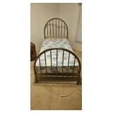 Vintage Brass-Finish Metal Twin Bed Frame  Headbo