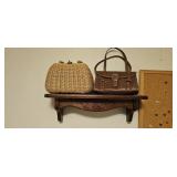 Pair of Vintage Handbags  Wicker Purse & Croc-Emb