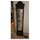 Tall Wood & Glass Curio Display Cabinet with Glass