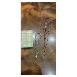 Two Colorful Beaded Statement Necklaces with Gift