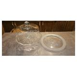 Glass Cake Stand with Dome & Etched Floral Serving