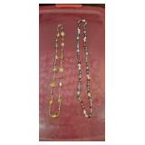 Lot of 2 Long Beaded Necklaces  Art Glass & Multi