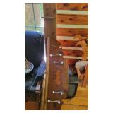 Rustic Wooden Wall-Mounted Coat Rack with Horse Cu