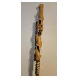 Handcrafted Rustic Walking Stick with Carved Wood,