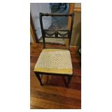 Antique-Style Carved Wood Side Chair with Upholste