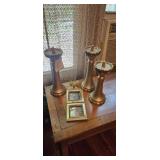 Set of 3 Gold-Tone Decorative Candle Holders with