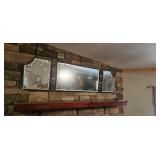 Vintage Three-Panel Etched Floral Wall Mirror