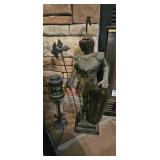 Medieval Knight Metal Sculpture with Shield & Batt