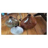 Set of 3 Glazed Ceramic Decorative Vases  Earth-T