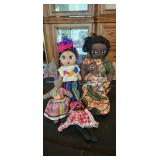 Lot of 5 International Folk / Cultural Cloth Dolls