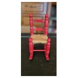 Vintage Miniature Red Wooden Rocking Chair with Wo