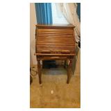 Oak Roll-Top Secretary Desk with Key