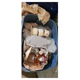 Tote of Snowman Figures and Holiday Decor