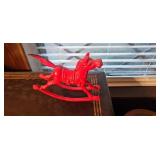 Red Painted Metal Rocking Horse Figurine