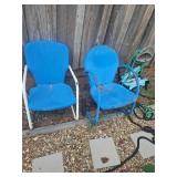 Blue Metal Patio Chairs, As Is
