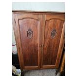 Carved Wooden Wardrobe with Double Doors
