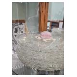 Pressed Glass Bowl and Dish Set, Star Pattern