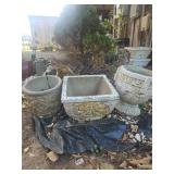 Three Cast Concrete Decorative Planters