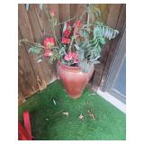 Plastic Flower Arrangement in Large Pot