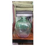 Large Green Glass Demijohn Bottle Jar