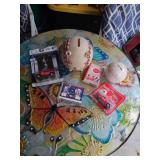 Sports Memorabilia Lot W/ Cards, Piggy Bank, Toys