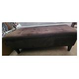Brown Upholstered Storage Bench with Stud Trim