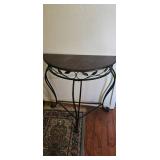 Metal and Wood Demilune Console Table