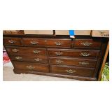 Traditional Nine-Drawer Dresser with Framed Mirror