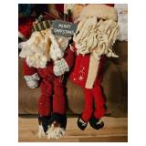 Two Plush Santa Claus Christmas Decorations