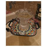Decorative Ceramic Tray With Glass Vase