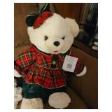 Holiday Bear Plush in Plaid Dress and Bow