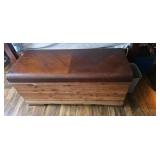 Wood Cedar Chest With Decorative Veneer Top
