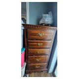 Five-Drawer Wood Chest With Brass Handles
