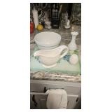 White Earthenware Tableware Lot, 4 Pieces