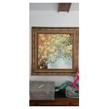 Framed Floral Print with Gold Frame