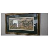 Framed Watercolor Print of Historic Houses