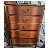 Five-Drawer Wood Chest with Brass Hardware