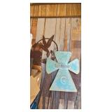 Wall Cross and Metal Hummingbird Decor