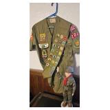 Boy Scouts Uniform with Merit Sash and Doll