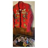 Boy Scouts Red Patch Jacket and Patch Lot