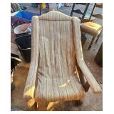 Striped Upholstered Wooden Lounge Chair