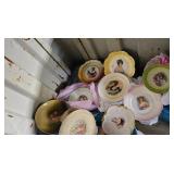 Tote of Portrait Decorated Plates, Assorted Makers